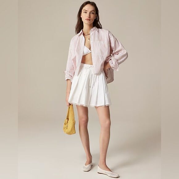 NWT J CREW Pleated tie-waist mini skirt in black - Picture 4 of 14